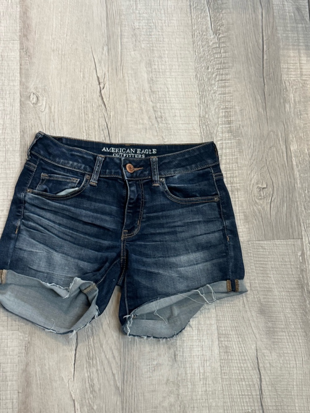 American Eagle Outfitters Dark Indigo Cuffed Denim Shorts